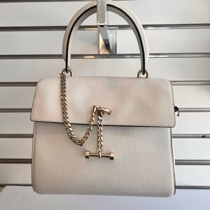 Luana Made in Italy - Chic Cream Satchel with Gold Chain